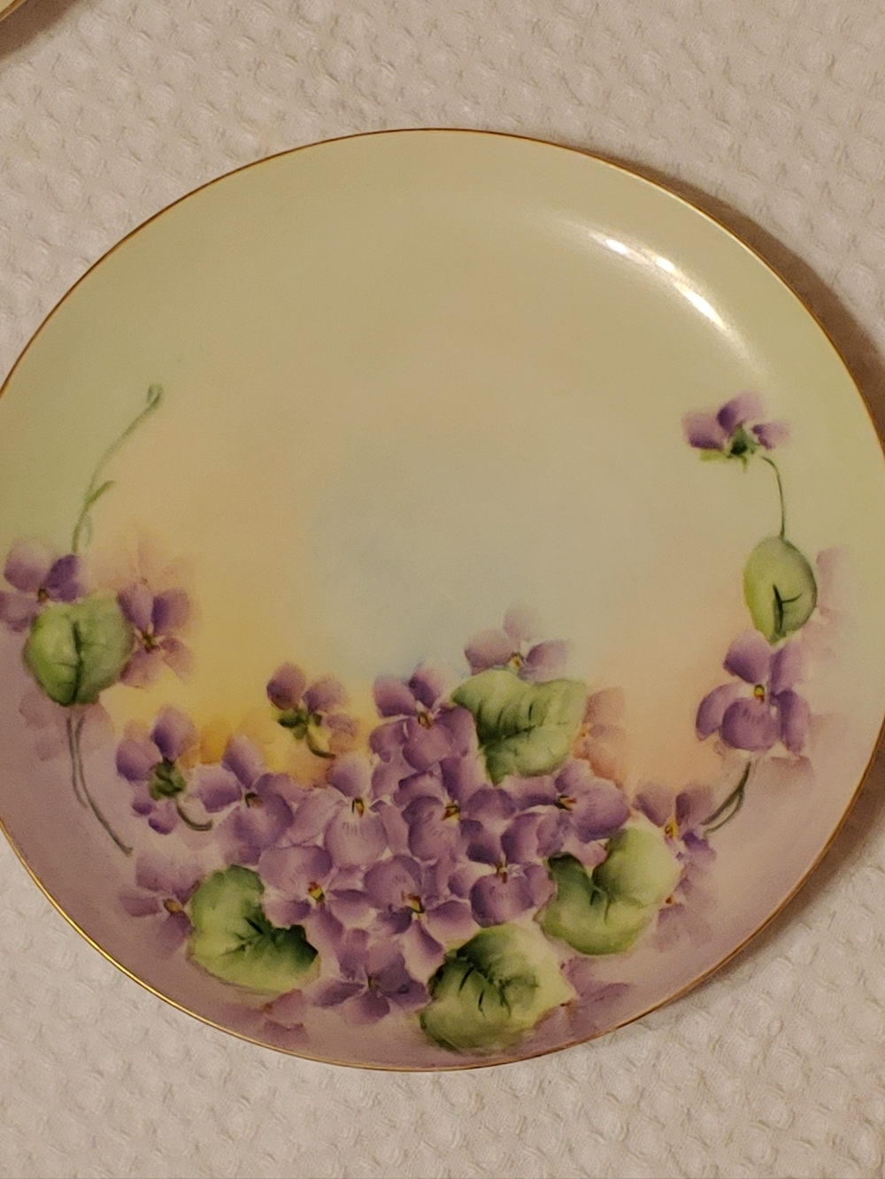 Hand-Painted Violet Floral Dinner Plate - Purple and Cream